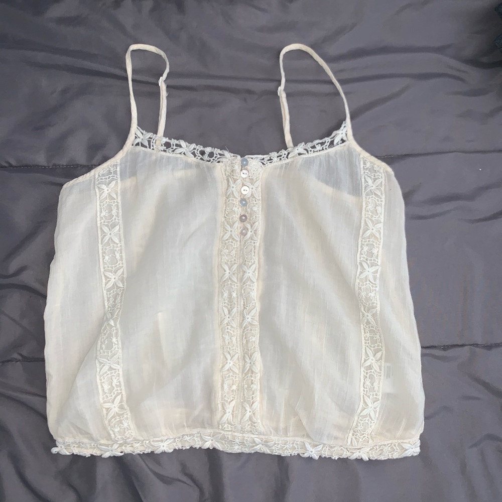 American Eagle Off White Lace Tank